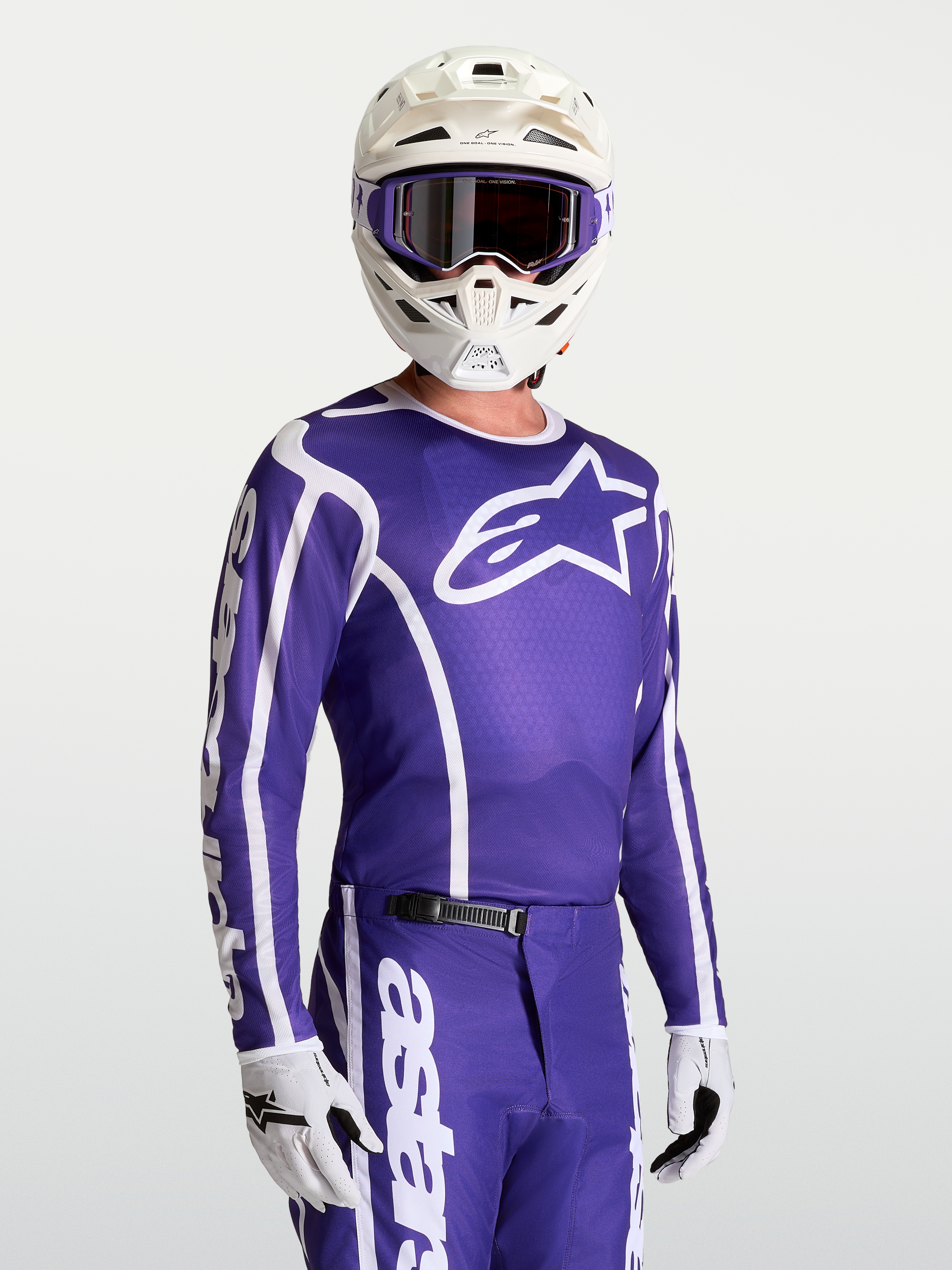 Alpinestars Camisola Fluid Apex V2, camisola de motocross para homem, azul escuro e branca, tecido de alto desempenho.