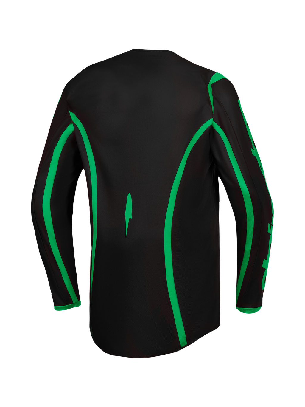Alpinestars Fluid Apex V2, camisola de motocross para homem, preta e verde fluorescente, vista traseira com corte longo