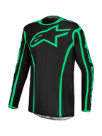 Alpinestars camisola Fluid Apex V2, camisola de motocross preta e verde fluorescente, polifibra com absorção de humidade