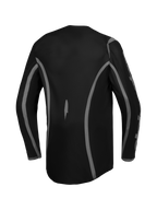 Alpinestars camisola Fluid Apex V2, camisola de motocross para homem, preta e prateada, vista traseira com corte longo