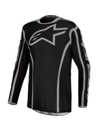 Alpinestars Fluid Apex V2, camisola de motocross para homem, preta e prateada, em tecido leve e respirável para MX.