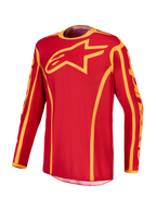 Alpinestars Fluid Apex V2, camisola de motocross para homem, vermelha e dourada, tecido leve com absorção de humidade e ajuste desportivo