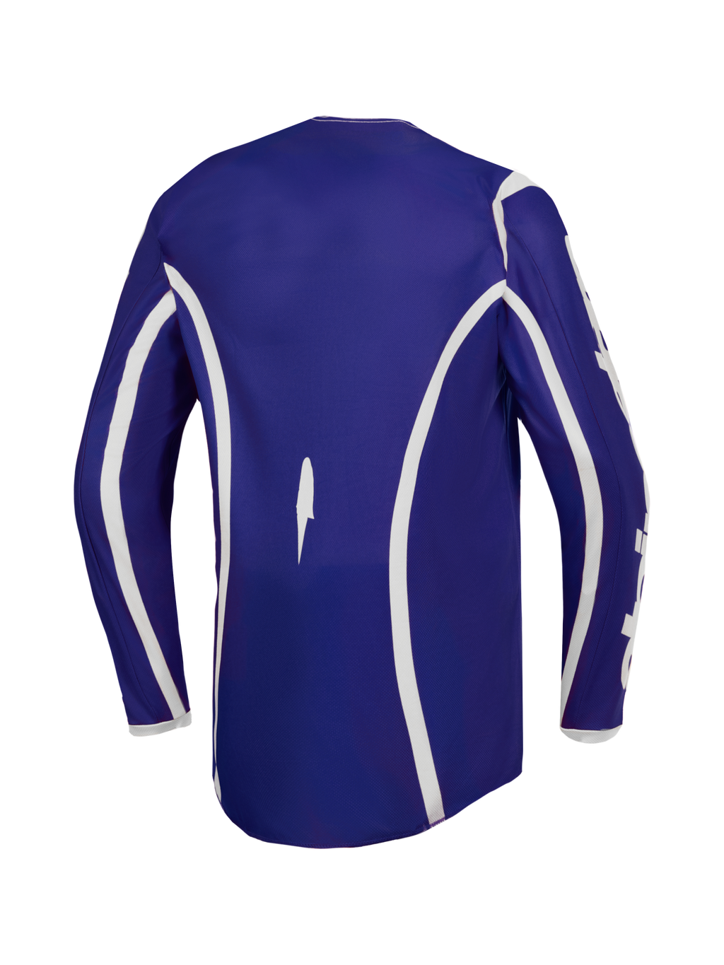 Alpinestars Camisola Fluid Apex V2, camisola de motocross para homem, azul escuro e branca, com corte traseiro longo para maior cobertura.