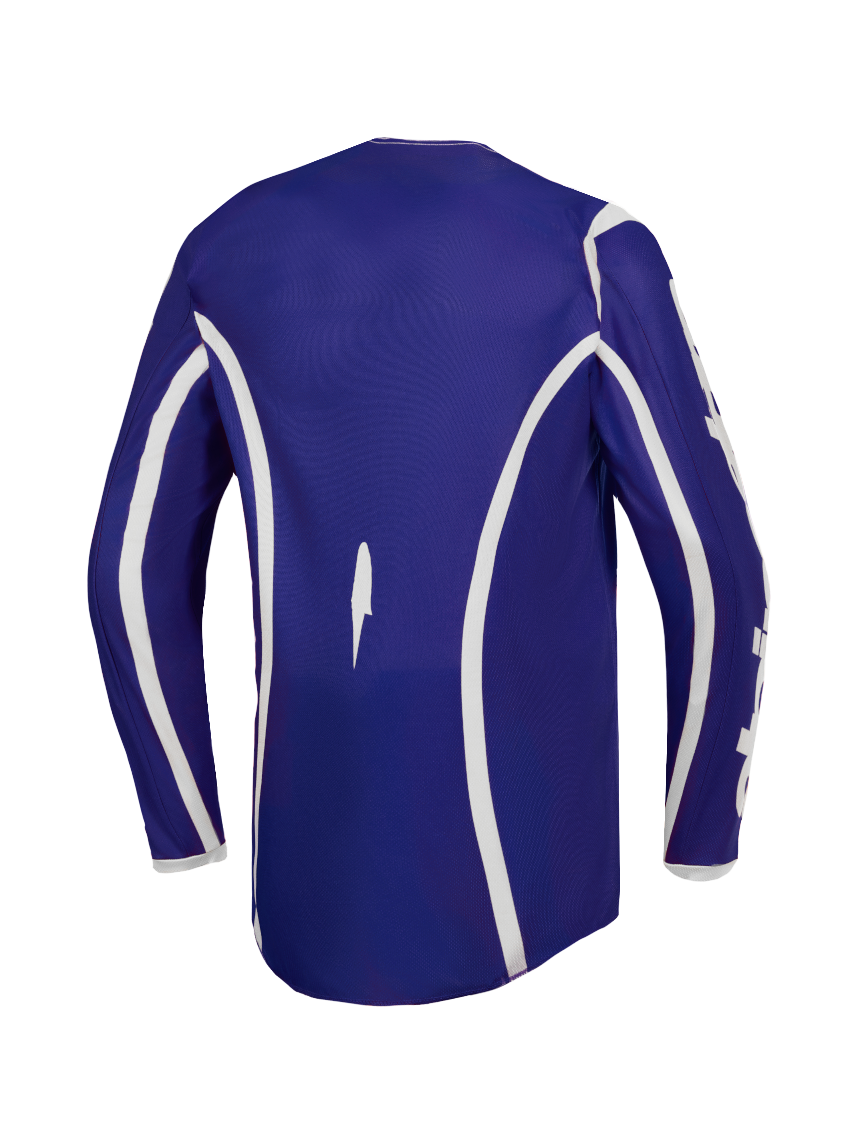 Alpinestars Camisola Fluid Apex V2, camisola de motocross para homem, azul escuro e branca, com corte traseiro longo para maior cobertura.
