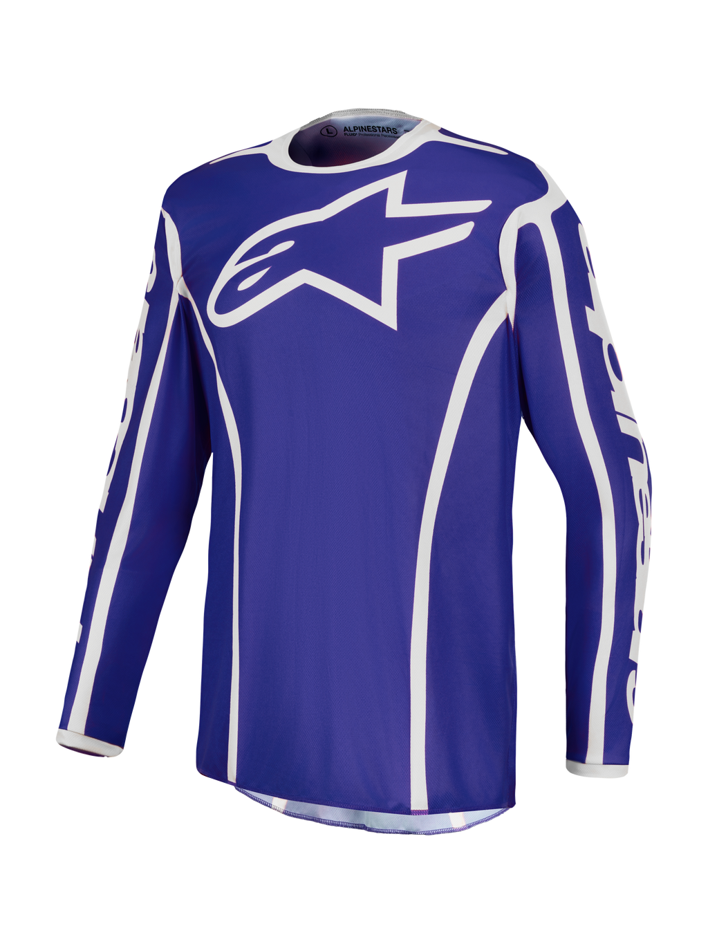 Alpinestars Camisola Fluid Apex V2, camisola de motocross para homem, azul e branca, em tecido técnico respirável