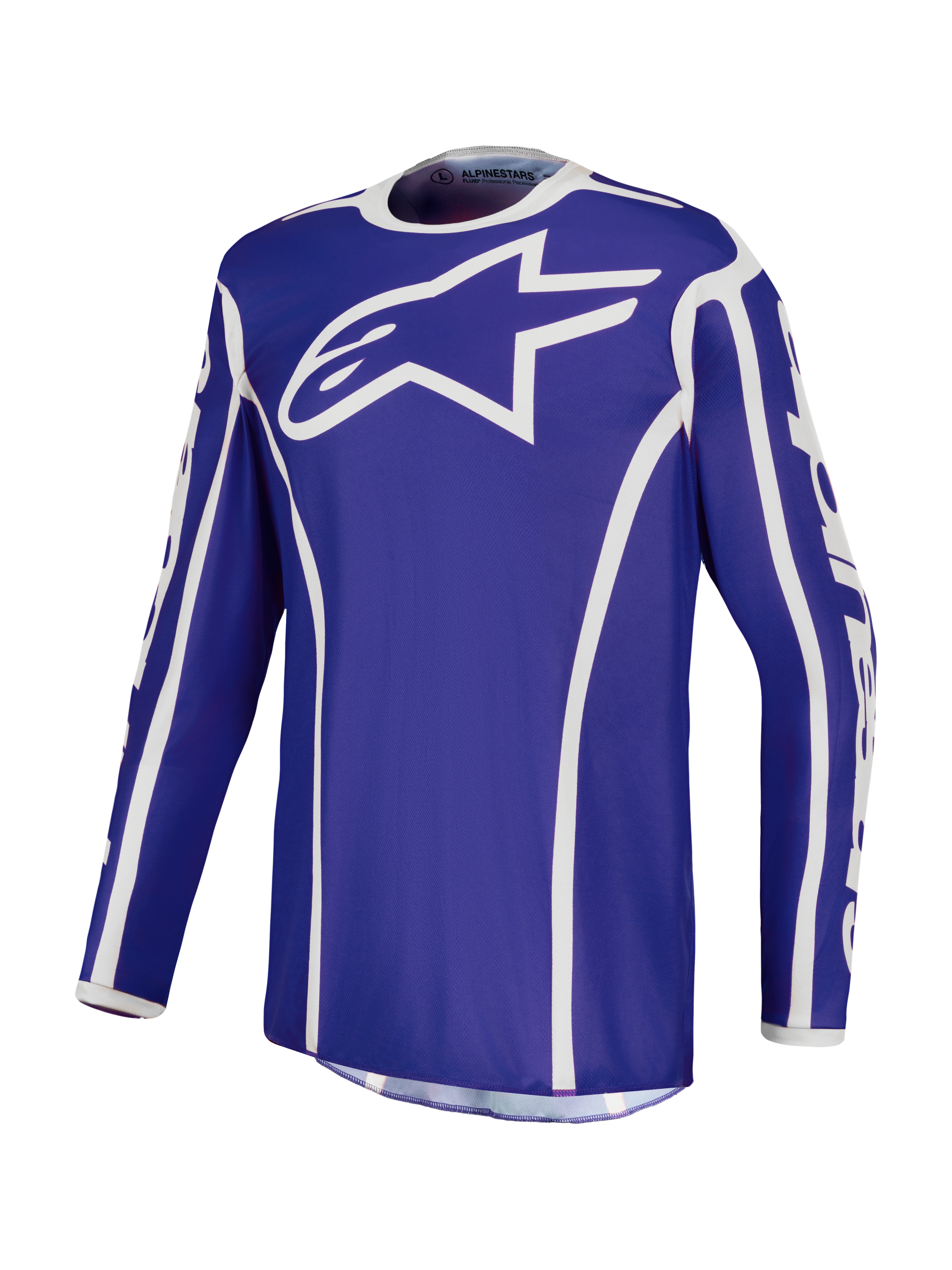 Alpinestars Camisola Fluid Apex V2, camisola de motocross para homem, azul e branca, em tecido técnico respirável