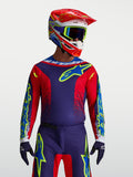 Alpinestars Camisola Fluid Drag, camisola de motocross para homem, azul marinho e vermelha, polifabric respirável para off-road