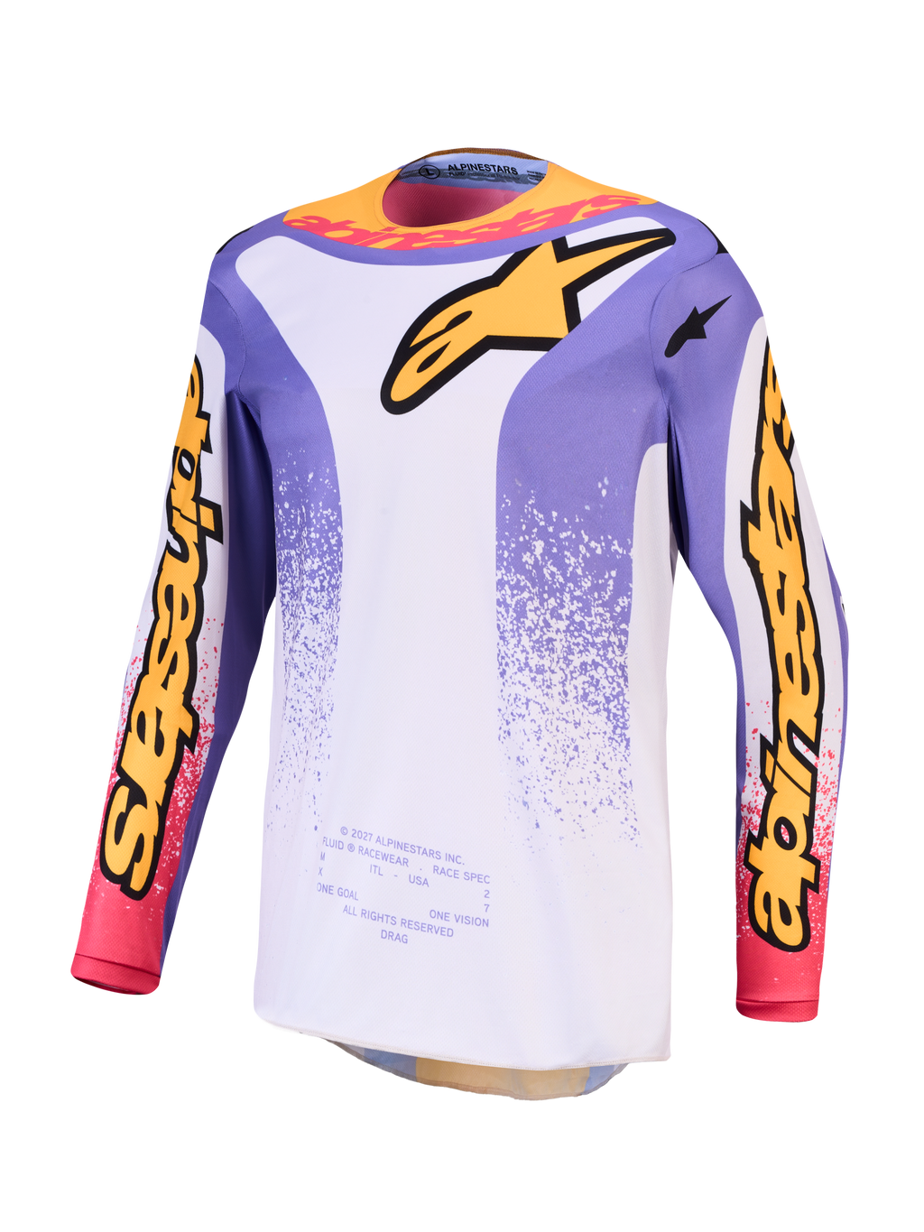 Alpinestars Fluid Drag, camisola de motocross para homem, lilás e azul, em polifabric respirável que absorve a humidade