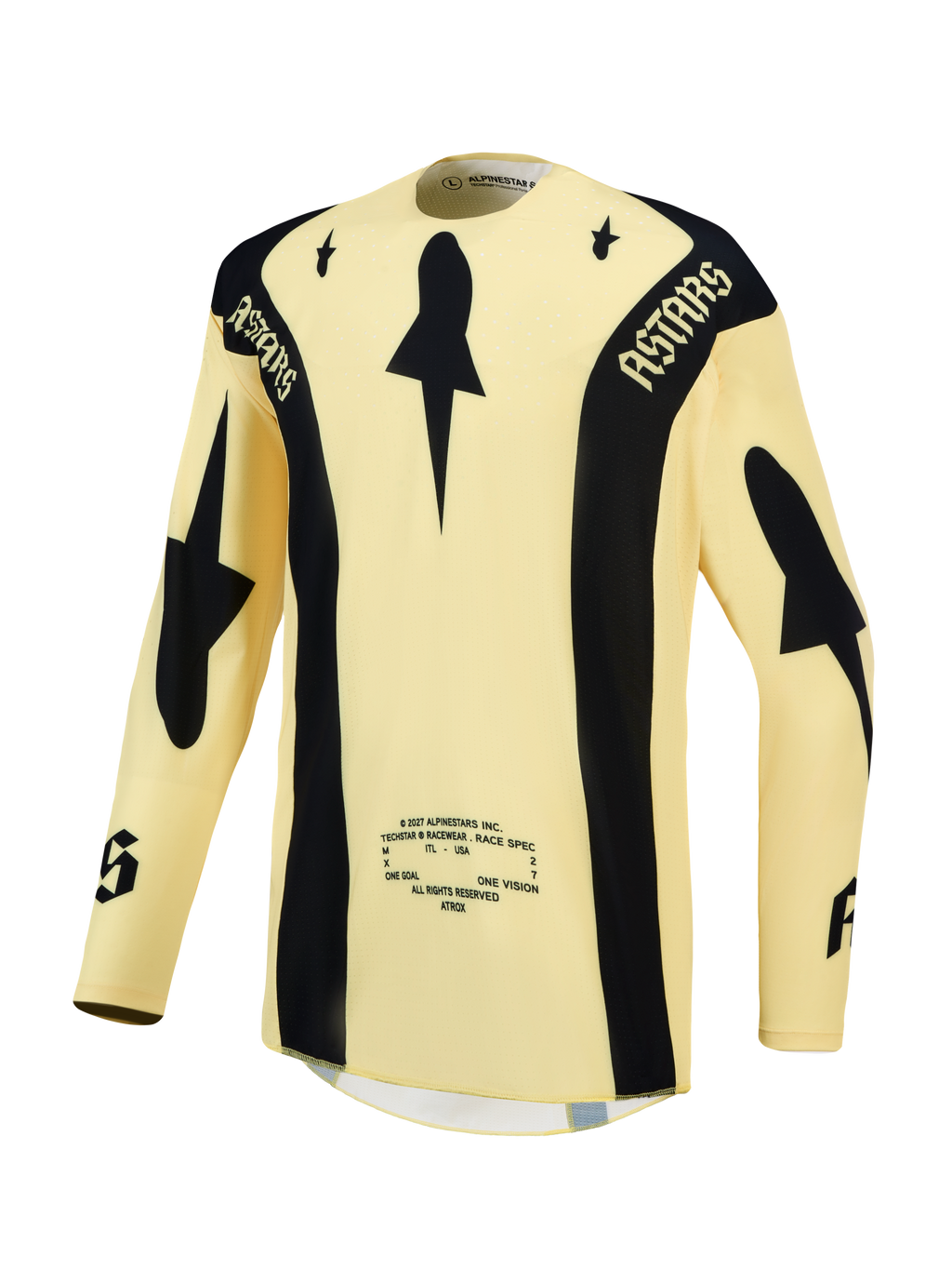 Alpinestars Techstar Atrox, camisola de motocross para homem, amarela e preta, com perfurações a laser respiráveis.