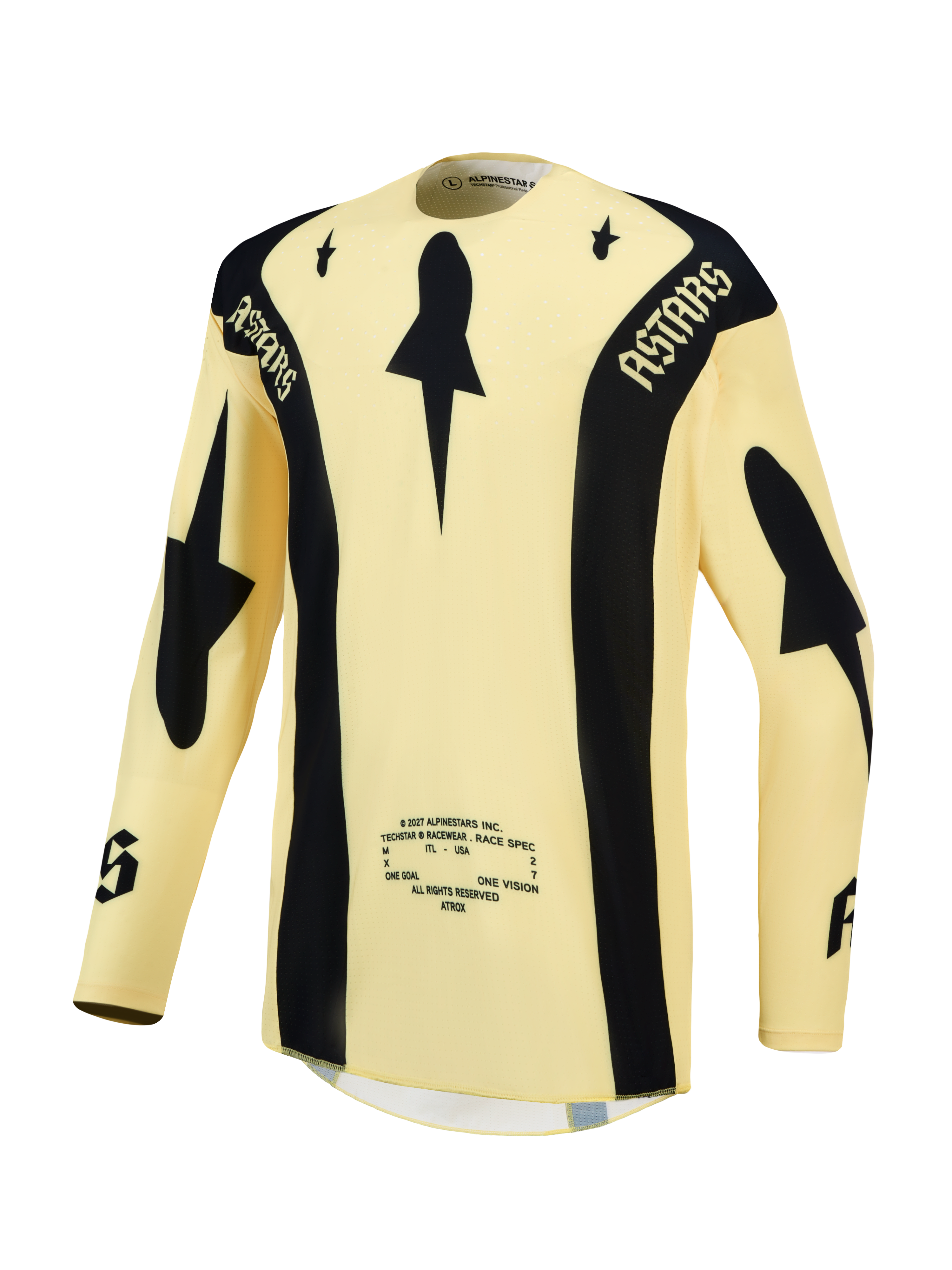Alpinestars Techstar Atrox, camisola de motocross para homem, amarela e preta, com perfurações a laser respiráveis.