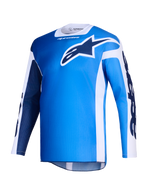 Alpinestars 2026 Racer Air Portl Jersey, camisola de motocross, azul UCLA e branco, com um grande logótipo Astars azul escuro no peito, painéis laterais brancos e textura de malha leve para um elevado fluxo de ar