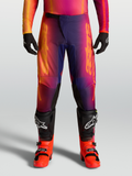 Alpinestars calças Fluid Kepler 2027, calças de motocross para homem, gradiente roxo e laranja, design desportivo pré-curvado.