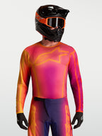 Alpinestars Camisola Fluid Kepler, camisola de motocross para homem, roxo e laranja, ajuste atlético e tecido respirável para todo-o-terreno