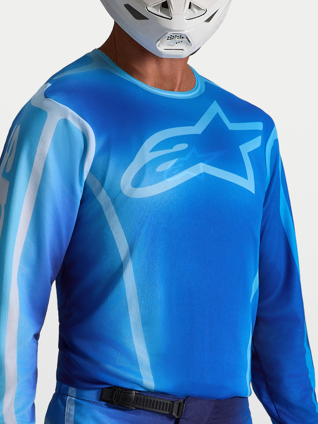 Alpinestars Fluid Kepler, camisola de motocross para homem, azul, tecido técnico respirável com logótipo Astars.