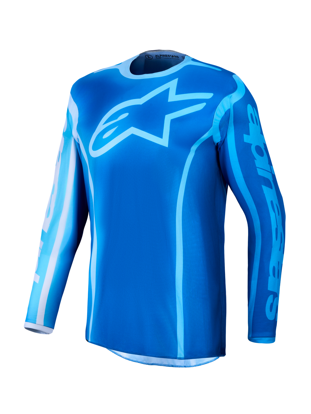 Alpinestars Camisola Fluid Kepler, camisola de motocross para homem, azul UCLA e azul Blithe, tecido leve que absorve a humidade