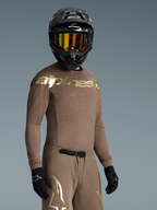 Alpinestars Limited Edition Supertech Air Gold Jersey, Men's Motocross Jersey, Earth Brown and Gold, ventilated athletic fit.