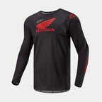 Alpinestars Camisola Honda Racer Iconic, camisola de motocross de manga comprida preta e vermelha com logótipo oficial Honda