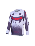 Alpinestars juventude Supertech Swan, camisola de motocross, cinzenta e branca com gráficos vermelhos, malha leve