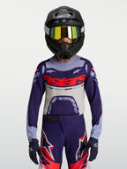 Alpinestars Supertech Dyna, camisola de motocross para jovem, roxa e cinzenta, com ajuste atlético e malha respirável