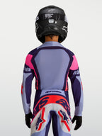 Alpinestars Camisola Supertech Dyna Jovem, camisola de motocross roxa e rosa, ajuste race-fit respirável, vista traseira