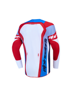 Alpinestars Camisola Supertech Dyna Jovem AND Juventude Supertech Dyna Gear Set, camisola de motocross para jovens, vermelha e azul, vista traseira, malha elástica respirável
