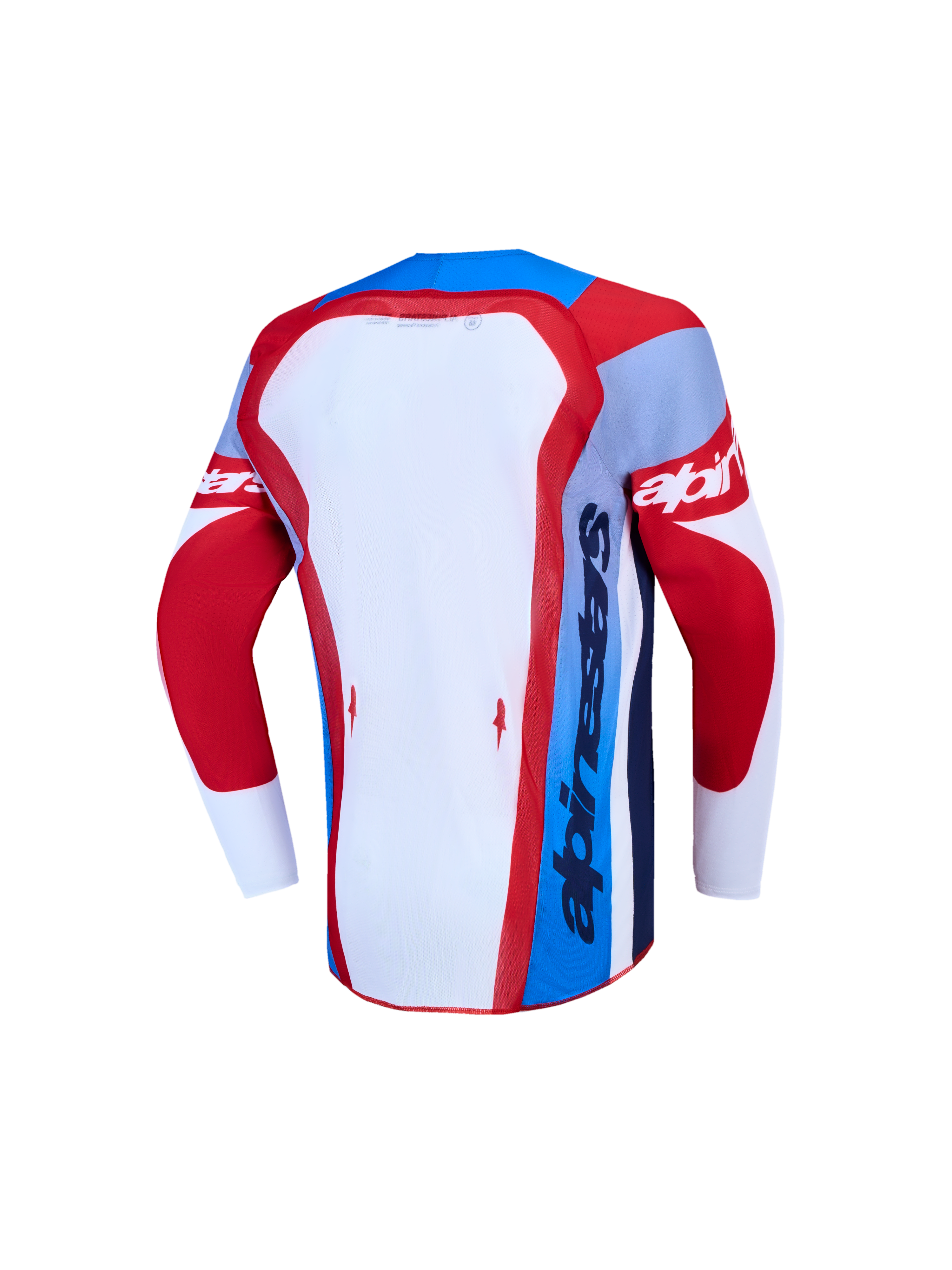 Alpinestars Camisola Supertech Dyna Jovem AND Juventude Supertech Dyna Gear Set, camisola de motocross para jovens, vermelha e azul, vista traseira, malha elástica respirável