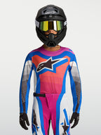 Alpinestars camisola Supertech Maven Jovem, equipamento de motocross para jovem, azul e coral, malha leve e respirável.