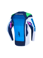 Alpinestars Youth Supertech Maven Jersey, Motocross Racing, Blue and White, back view showing breathable stretch mesh.