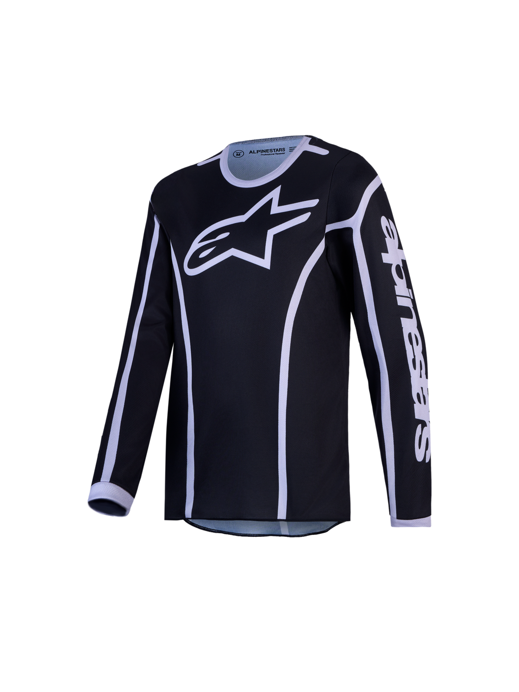 Alpinestars Camisola Fluid Apex V2 Jovem e Gear Set, camisola de motocross para jovens, preta e prateada, tecido respirável.