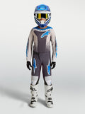 Alpinestars Juventude Fluid Drag Gear Set, conjunto de motocross cinzento e azul para performance todo-o-terreno.