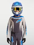Alpinestars Camisola Fluid Drag Jovem 2027, camisola de motocross para jovens, cinzenta e azul, tecido técnico que afasta a humidade