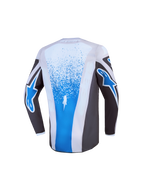 Alpinestars camisola Fluid Drag Jovem 2027, camisola de motocross para jovens, azul e cinzenta, vista traseira.