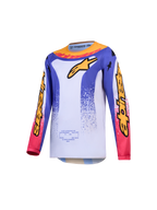 Alpinestars camisola Fluid Drag Jovem, camisola de motocross azul, branca e dourada para juventude, material respirável