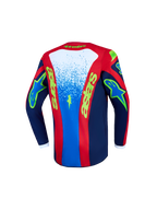 Alpinestars Camisola Fluid Drag Jovem 2027, camisola de motocross azul e vermelha para jovens, vista traseira, tecido respirável