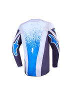Alpinestars Camisola Fluid Drag Jovem, camisola de motocross, cinzenta e azul, vista traseira, tecido respirável.