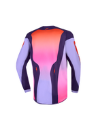 Alpinestars Camisola Fluid Hunt Jovem 2027, camisola de motocross, roxa e rosa, com painel traseiro alongado, vista traseira.