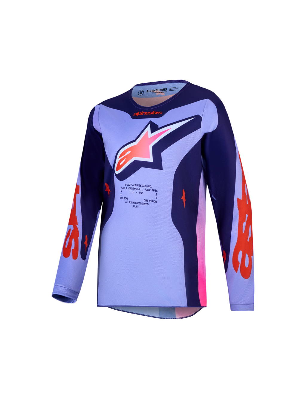 Camisola Alpinestars Fluid Hunt Jovem, camisola de motocross roxa e rosa, material respirável para off-road