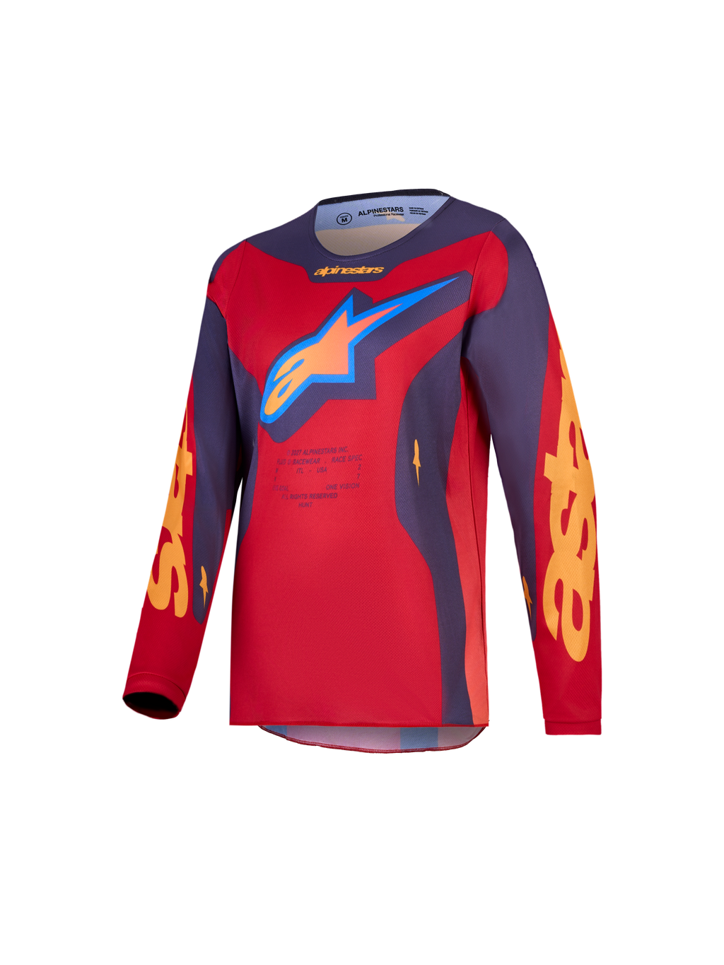 Alpinestars Camisola Fluid Hunt Jovem, camisola de motocross para jovens, vermelha e cinzenta, em polifabric respirável.