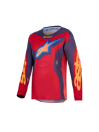 Alpinestars Camisola Fluid Hunt Jovem, camisola de motocross para jovens, vermelha e cinzenta, em polifabric respirável.