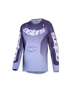 Alpinestars Youth Fluid Amber Jersey, camisola de motocross para juventude, gradiente roxo e cinzento com logótipo Astars