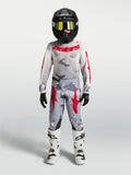 Alpinestars camisola Fluid Lone jovem 2027 e Juventude Fluid Lone Gear Set, conjunto de motocross cinzento camuflado e vermelho, para todo-o-terreno.