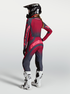 Calças Stella Techstar Swan da Alpinestars, motocross para mulher, vermelhas e cinzentas escuras, construção elástica durável.
