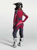 Alpinestars Camisola Stella Techstar Swan e Stella Techstar Swan Gear Set, equipamento de motocross para mulher, vermelho e cinzento escuro, vista traseira