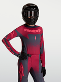 Alpinestars Camisola Stella Techstar Swan, camisola de motocross para mulher, vermelha e cinzenta escura, ventilação a laser.