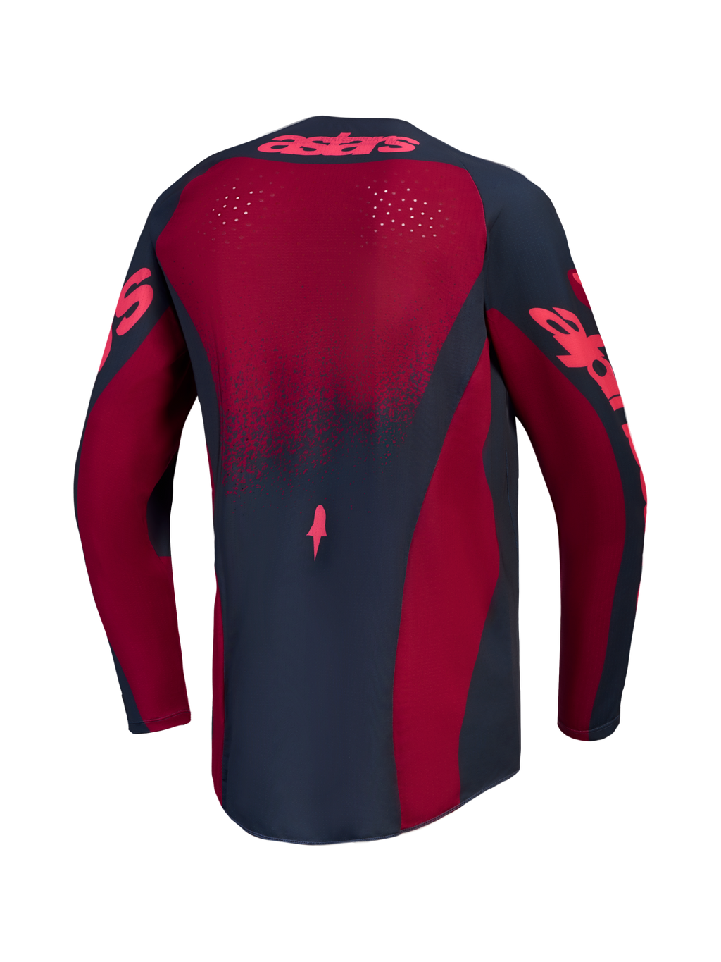 Camisola Stella Techstar Swan, camisola de motocross para mulher, vermelho e cinzento, vista traseira com ventilação a laser.