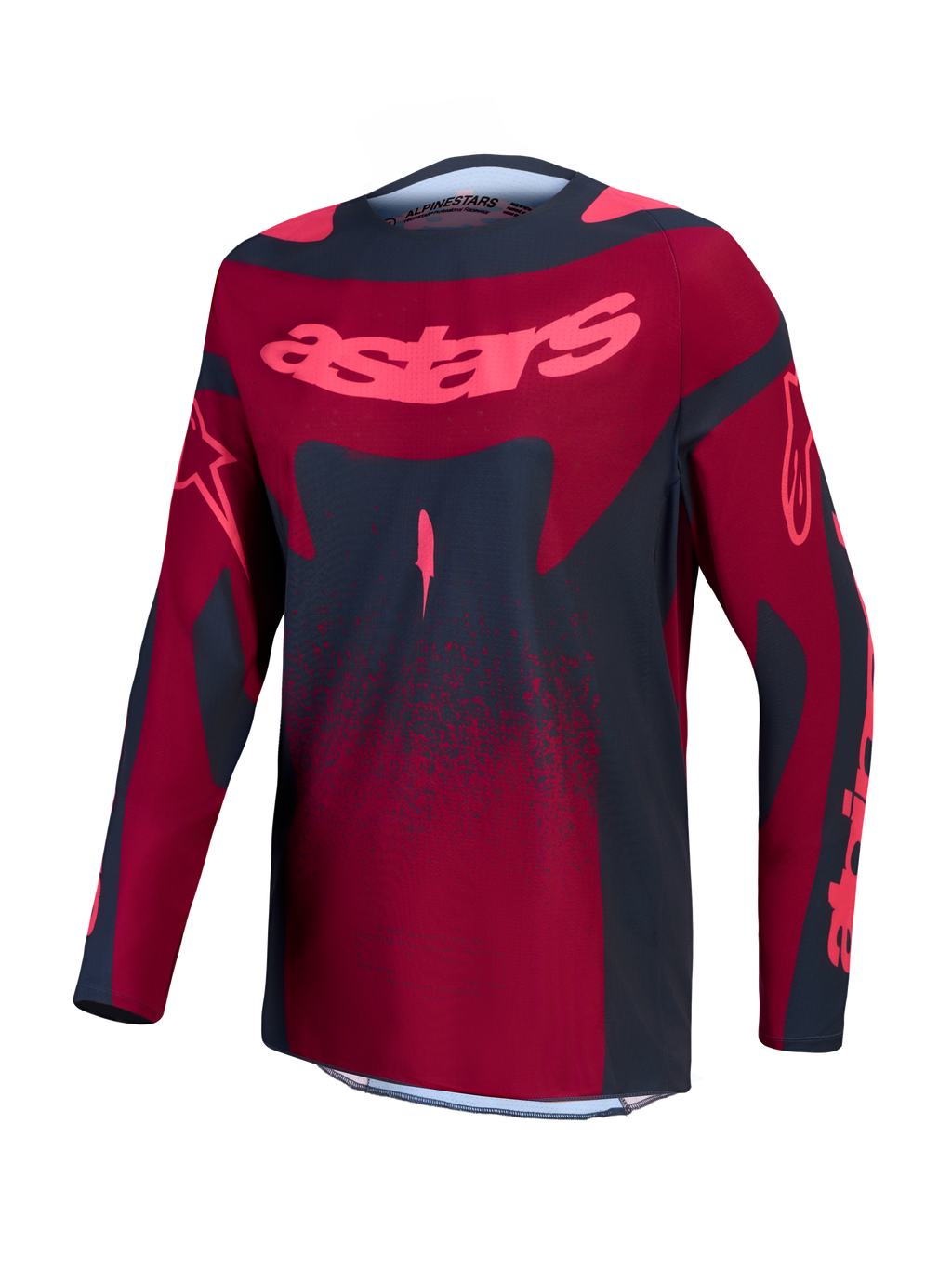 Alpinestars Stella Techstar Swan, camisola de motocross para mulher, vermelha e cinzento-escura, tecido elástico e respirável