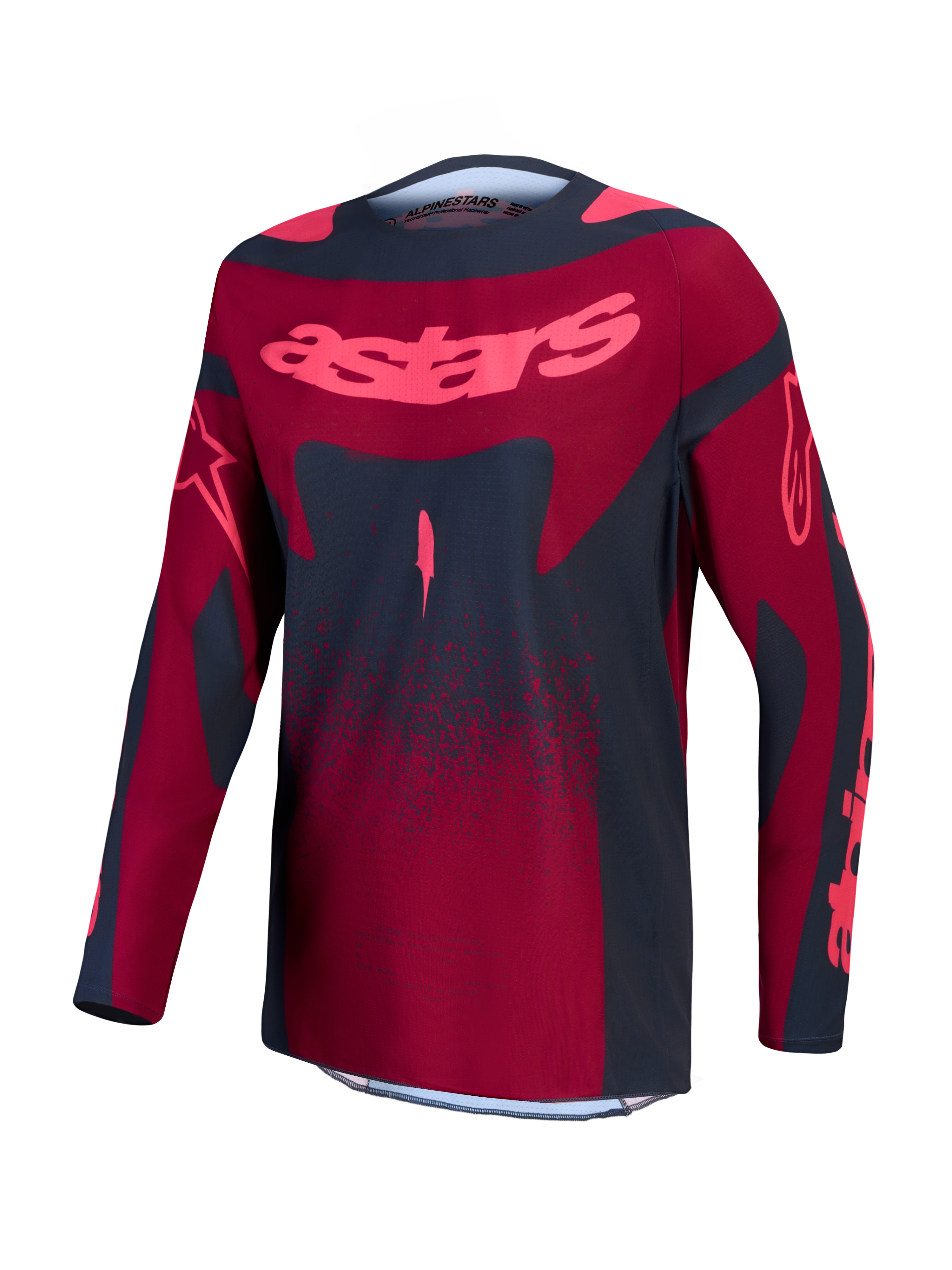 Alpinestars Stella Techstar Swan, camisola de motocross para mulher, vermelha e cinzento-escura, tecido elástico e respirável