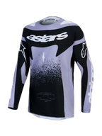 Alpinestars Stella Techstar Swan, camisola de motocross para mulher, violeta claro e preta, gráficos Swan, ajuste ergonómico.