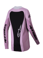 Alpinestars Stella Techstar Melt Jersey Feminina 2025, camisola de motocross, Blush Black, vista traseira apresentando um grande painel preto nas costas com o logótipo Astars branco, marca nas mangas em preto e construção em poli-tecido leve para todo-o-terreno