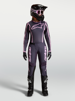Alpinestars Stella Fluid Apex V2 motocross gear set in Graystone and Old Pink for women.